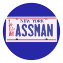 Assman New York License Plate Products stickers by TelevisionFun Assman New York License Plate Products stickers