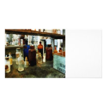 Assorted Chemicals in Bottles Photo Cards
