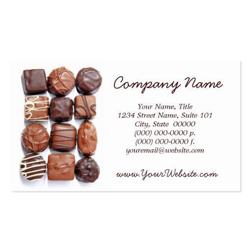 Assorted Chocolates Business Cards (front side)