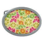 Assorted Citrus Fruit Slices Pattern Oval Belt Buckle