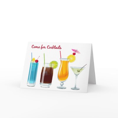 Assorted Happy Hour Drinks Come for Cocktails Card by InvitationsGalore