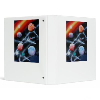 Assorted planets and star stripe space scene vinyl binders by SusansZooCrew