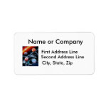 Assorted planets and star stripe space scene address label