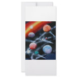 Assorted planets and star stripe space scene full color rack card