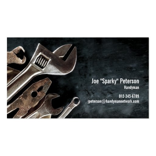 Assorted Tools Black Handyman Business Card (front side)