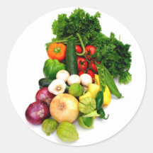 Assorted Vegetables Round Sticker