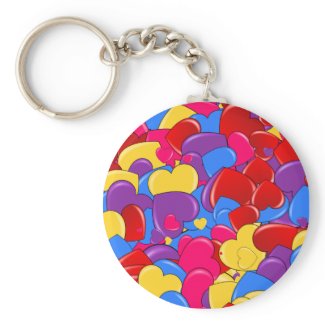 Assortment Candy Coated Valentine Chocolate Hearts keychain