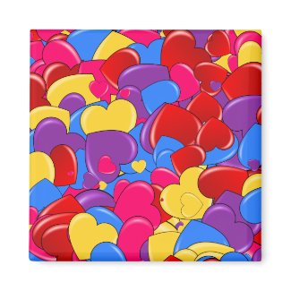 Assortment Candy Coated Valentine Chocolate Hearts magnet