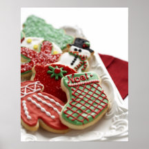 assortment of festive holiday cookies posters