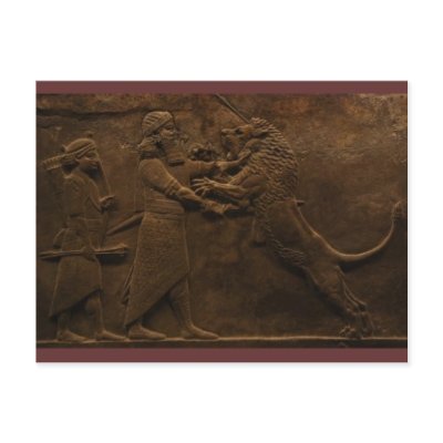assyrian lion hunt post cards by holycrocodile