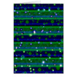 Asterisk green blue touched with rain drops and card