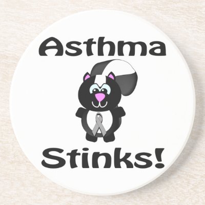 Asthma Stinks Skunk Awareness Design Drink Coaster by super_shop