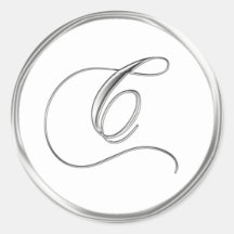 Astilla de la letra del monograma de C en el sello Etiquetas