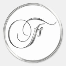 Astilla de la letra del monograma de F en el sello Pegatinas