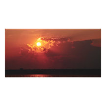 Astonishing Sun Setting behind some clouds Personalized Photo Card