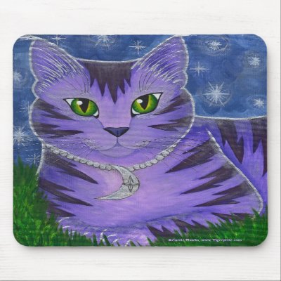 Astra Celestial Moon Star Cat Fantasy Art Mousepad