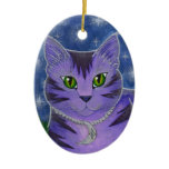 Astra Celestial Moon Stars Cat Fantasy Art  Orname Christmas Tree Ornament