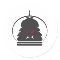 Astro Yeti Gray w/ Red Eyes Round Stickers