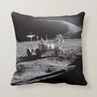 Astronaut and Rover Throw Pillow