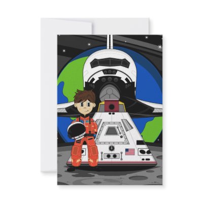 Astronaut and Space Shuttle RSVP Card Invitation by markmurphycreative