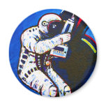 Astronaut, Blue Background Magnets