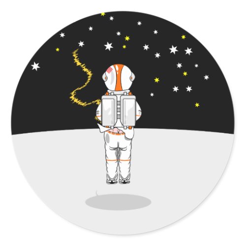 Astronaut Caught Short Weeing in Space Classic Round Sticker