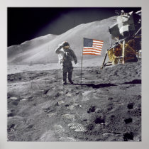 Astronaut David Scott Salutes Flag Poster