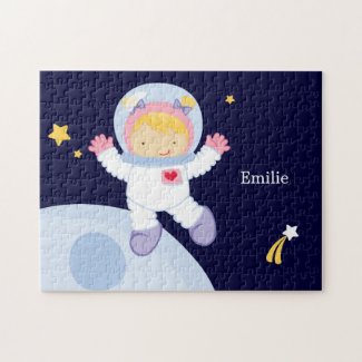 Astronaut Girl Kid's Personalized Puzzle