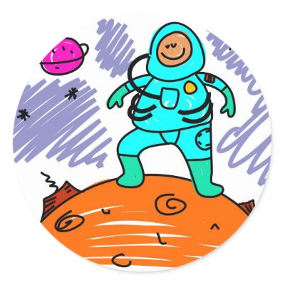 Astronaut Kid Round Sticker