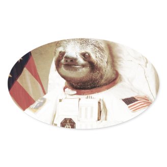 Astronaut Sloth Oval Sticker