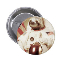 Astronaut Sloth Pinback Buttons