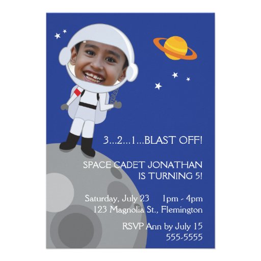 Astronaut Space Explorer Birthday Photo Templase Personalized Invitation