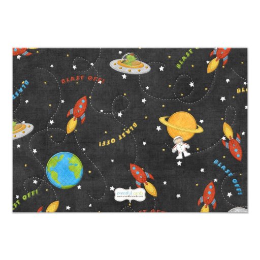 Astronaut Space Rocket Birthday Thank You Card