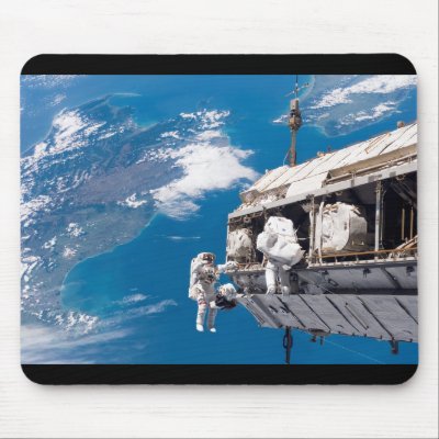 Astronaut Space Walk Above Earth Mouse Pad by ultimateplaces