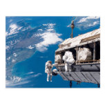Astronaut Space Walk Above Earth Post Card