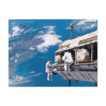 Astronaut Space Walk Above Earth Post Card