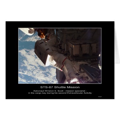 Astronaut Winston E. Scott– in the cargo bay STS-8 Greeting Cards by Space_Exploration