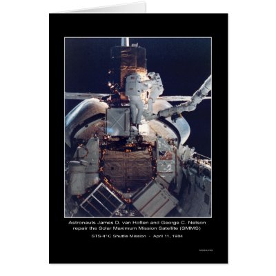 Astronauts van Hoften and Nelson repair (SMMS) NAS Cards by Space_Exploration