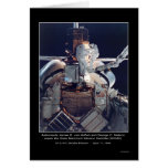 Astronauts van Hoften and Nelson repair (SMMS) NAS cards