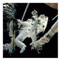 Astronauts working on the Hubble posters
