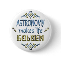 ASTRONOMY is Golden Pinback Button