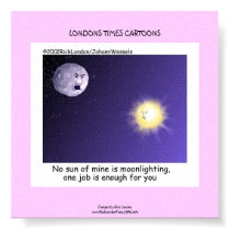 Astronomy Moonlighting Cartoon Funny Canvas Print
