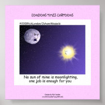 Astronomy Moonlighting Cartoon Funny Canvas Print