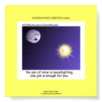 Astronomy Moonlighting Cartoon On Funny Poster posters