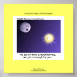 Astronomy Moonlighting Cartoon On Funny Poster