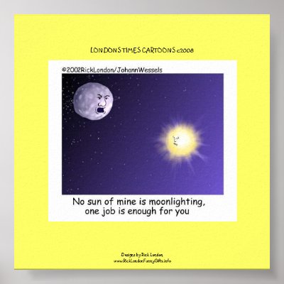 Astronomy Moonlighting Cartoon On Funny Poster by beardiethor123