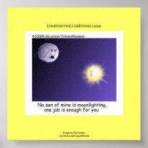 Astronomy Moonlighting Cartoon On Funny Poster
