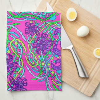 Astrum Vita Purple Abstract Art Fun Kitchen Towel