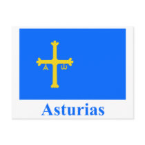 Asturias flag with name post cards