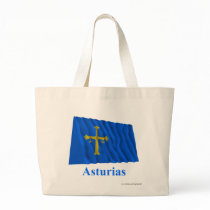 Asturias waving flag with name canvas bag